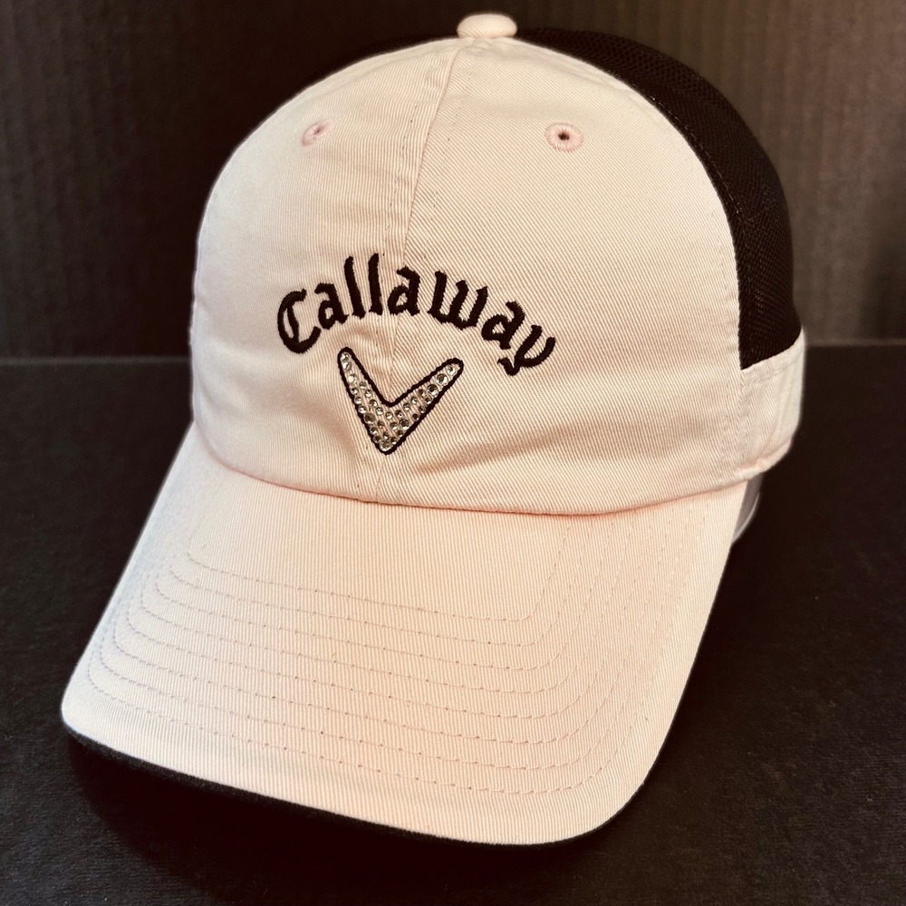 Rhinestone Chevron Womens Light Pink Callaway Golf Trucker Hat Adjustable OSFM